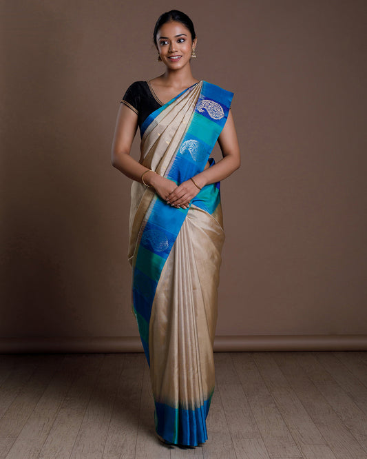 Beige Handloom Soft Silk Saree