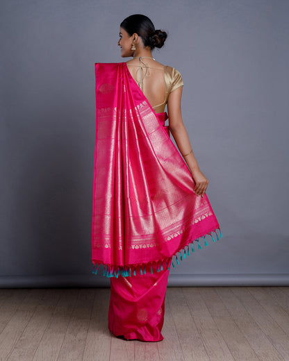 Pink Kanchivaram Handloom Silk Saree