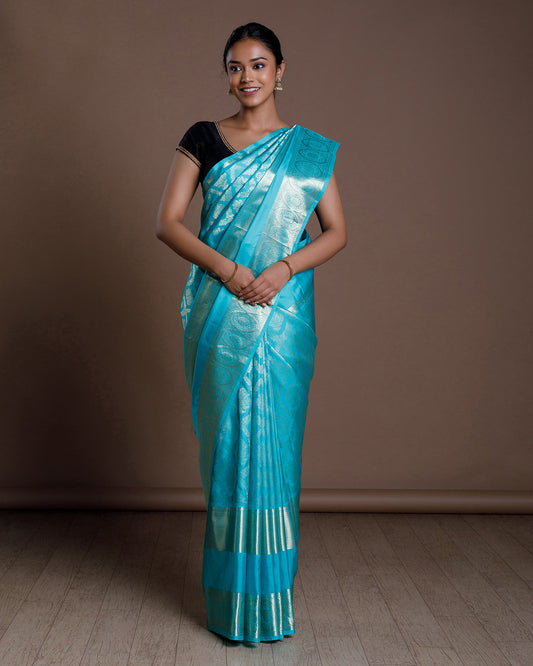 Blue Kanchivaram Handloom Silk Saree