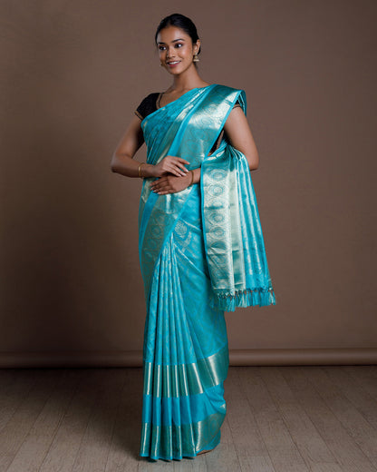 Blue Kanchivaram Handloom Silk Saree