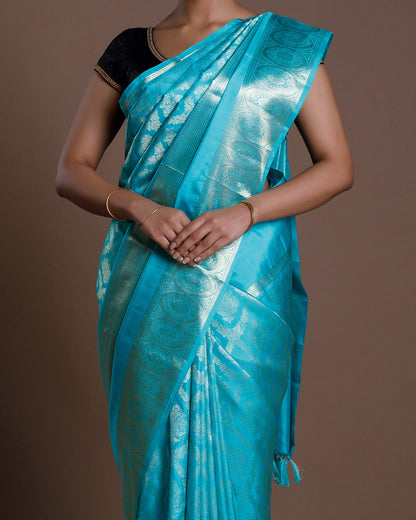 Blue Kanchivaram Handloom Silk Saree