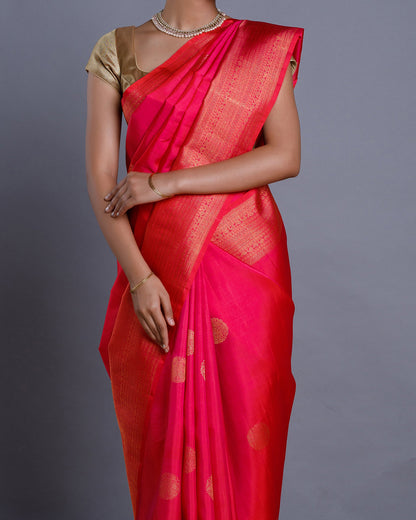 Pink Kanchivaram Handloom Silk Saree