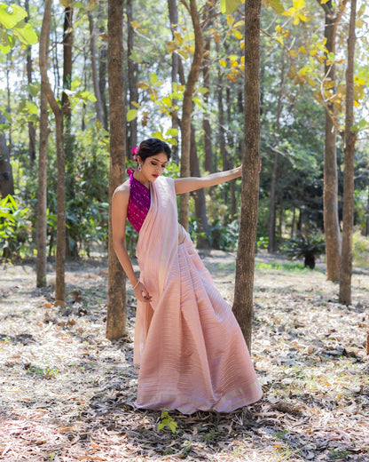 Pink Chanderi Silk Saree