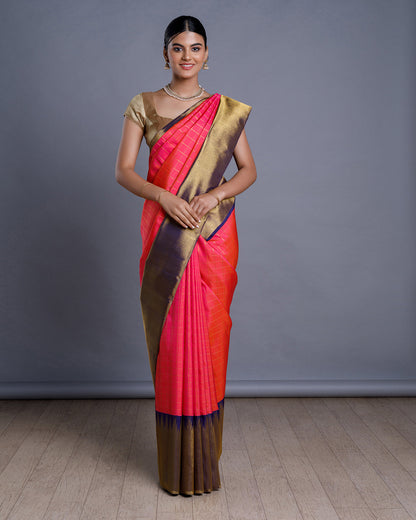 Pink Kanchivaram Handloom Silk Saree