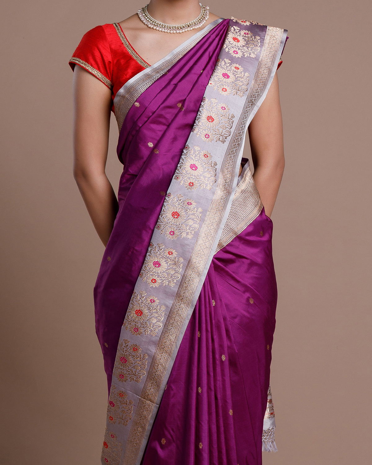 Purple Banaras Handloom Silk Saree