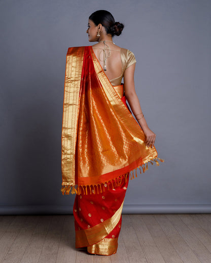 Red Jaquard Silk Saree