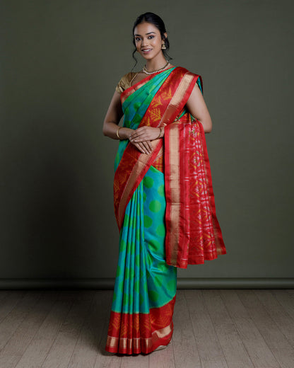 Green Ikkat Silk Saree