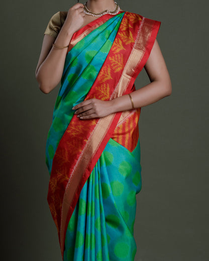 Green Ikkat Silk Saree