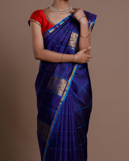 Blue Kanchivaram Handloom Silk Saree