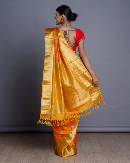 Mustard Yellow Silk Saree