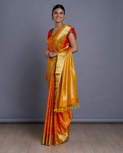 Mustard Yellow Silk Saree