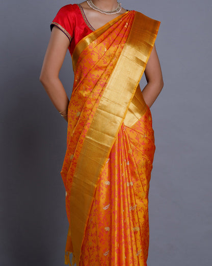 Mustard Yellow Silk Saree