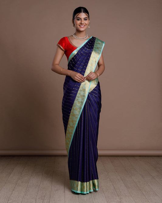 Blue Mysore Silk Saree