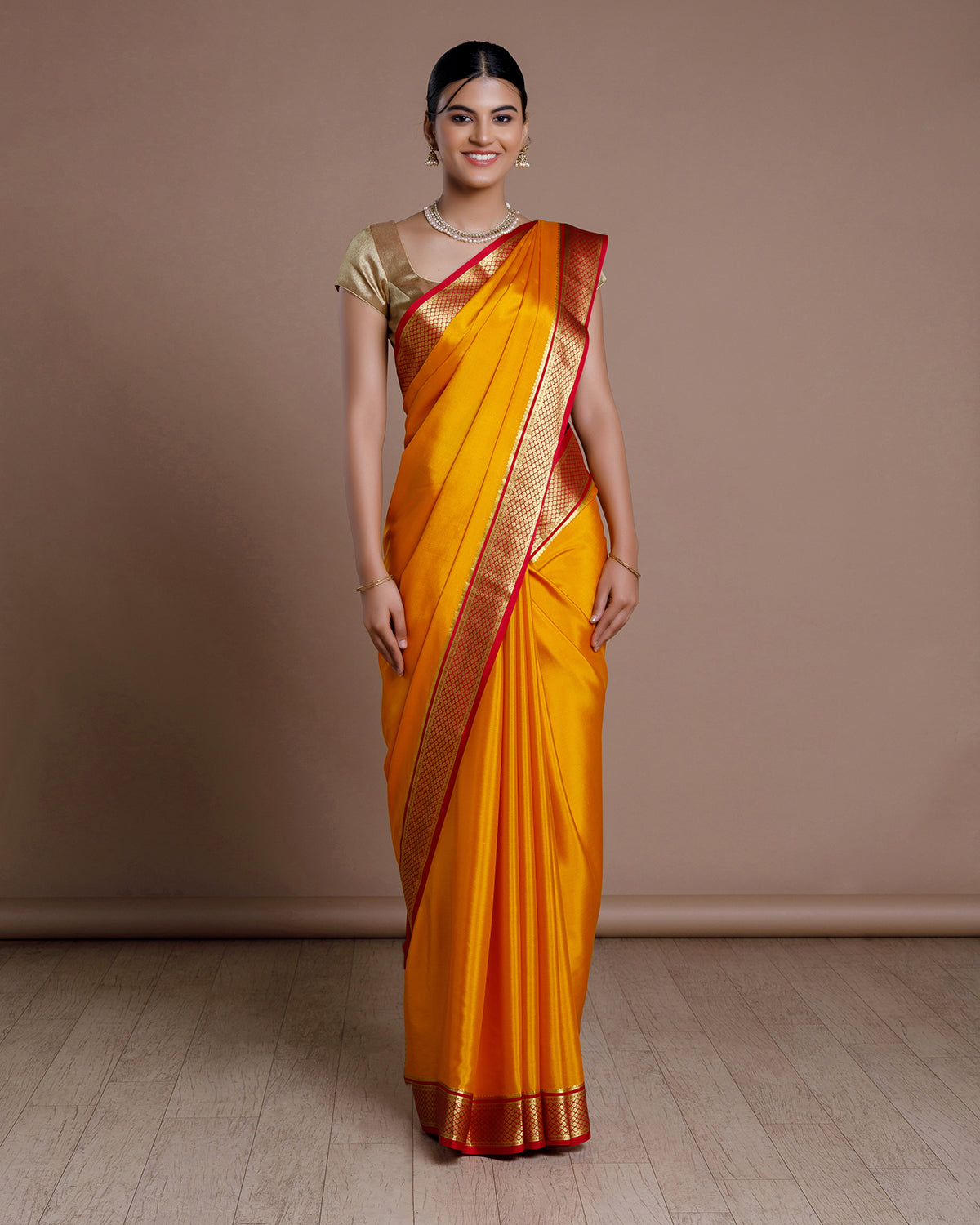 Yellow Mysore Silk Saree
