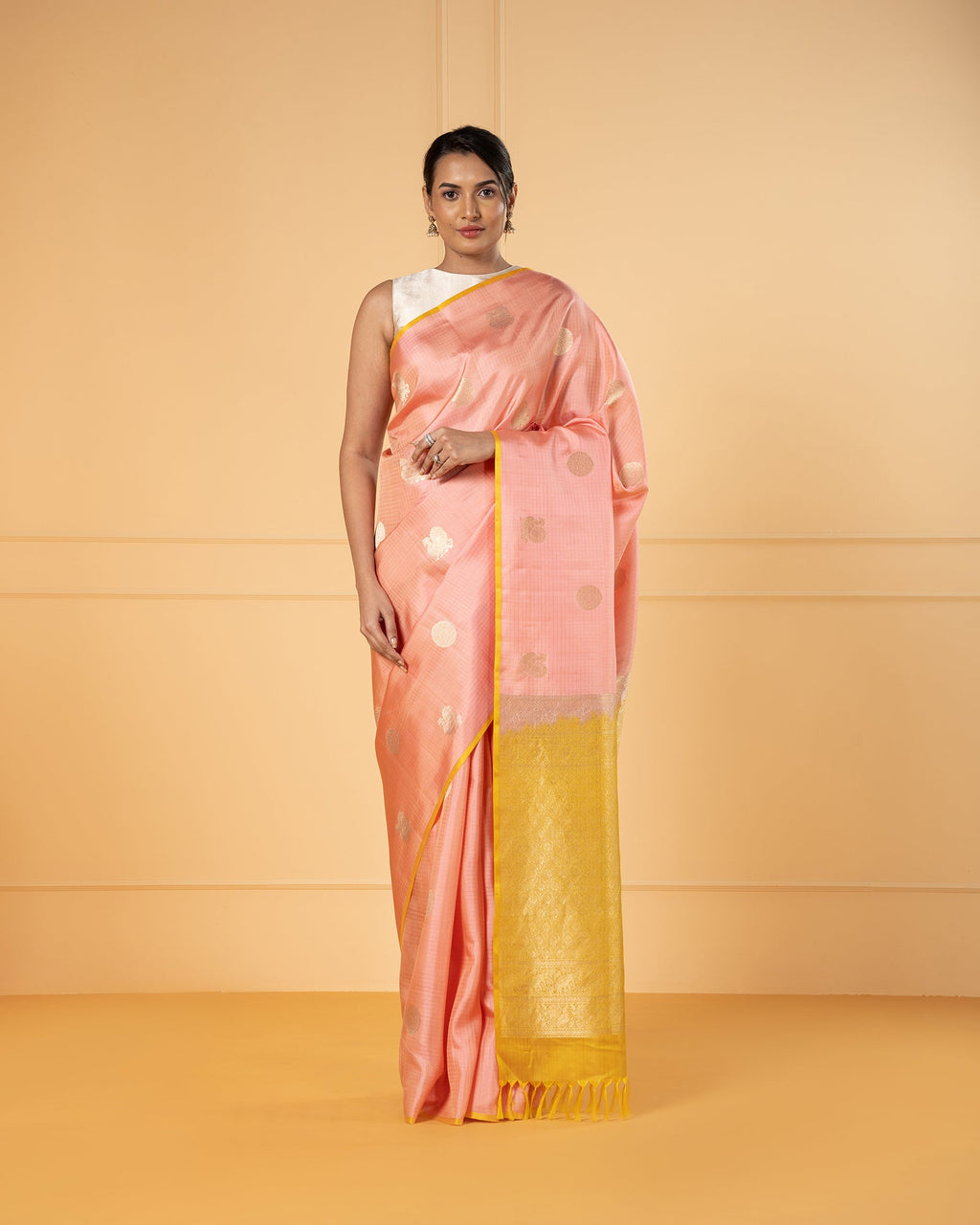 Peach Kanchivaram Silk Saree