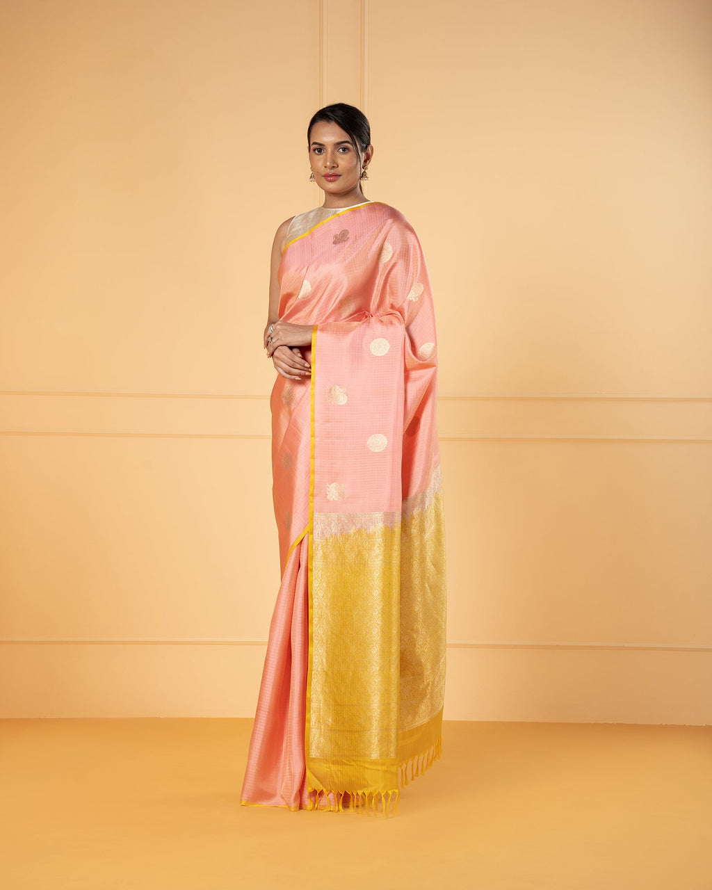 Peach Kanchivaram Silk Saree