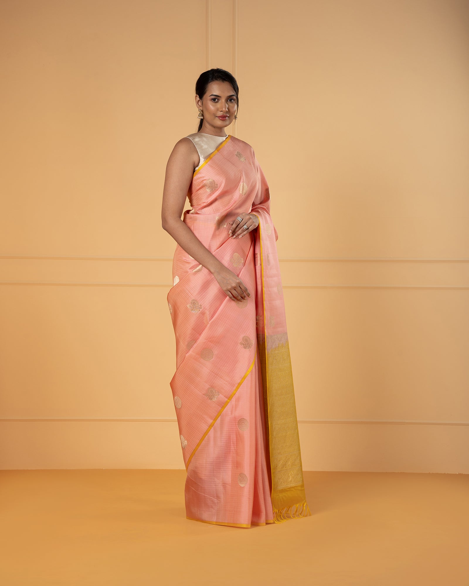 Peach Kanchivaram Silk Saree