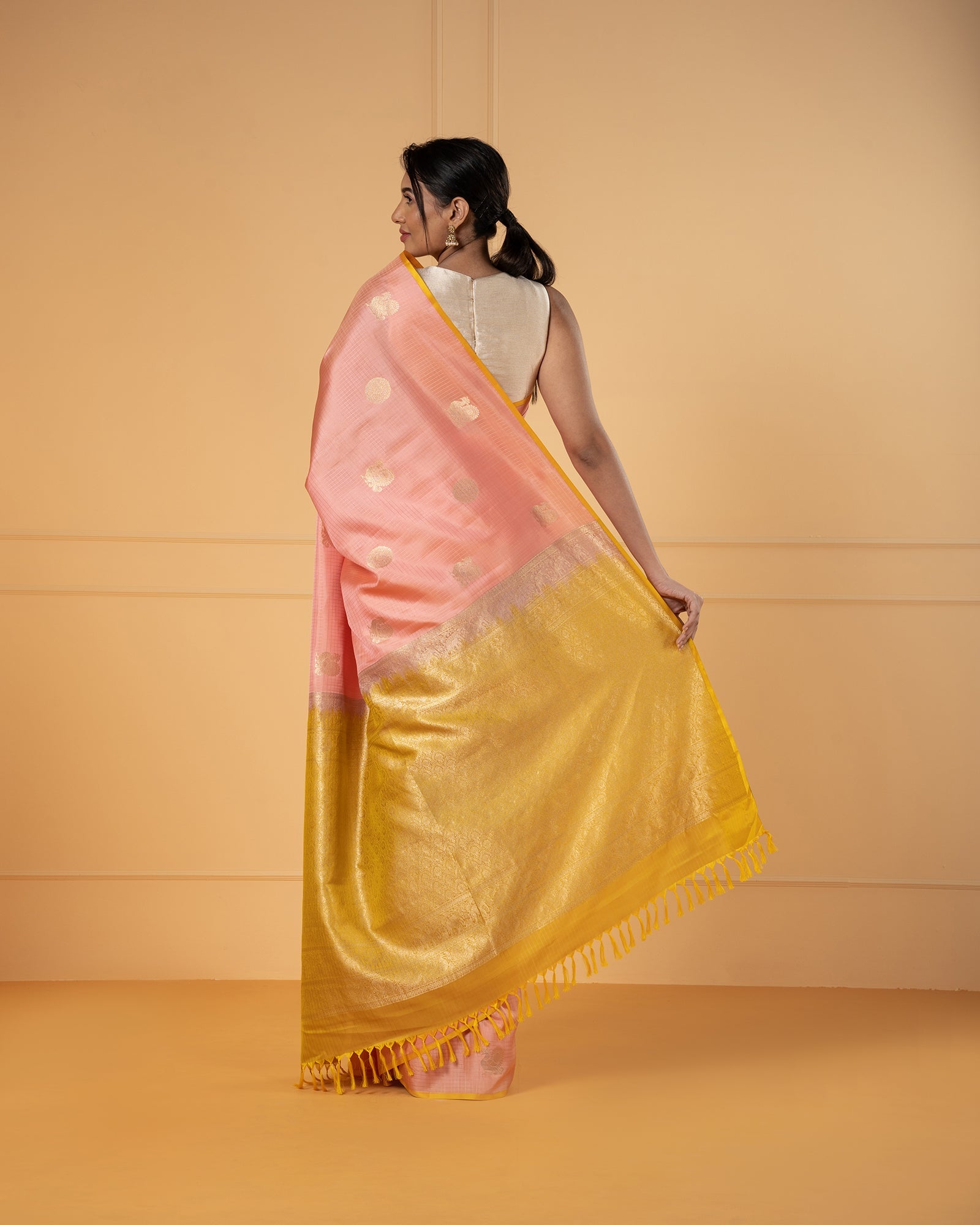Peach Kanchivaram Silk Saree
