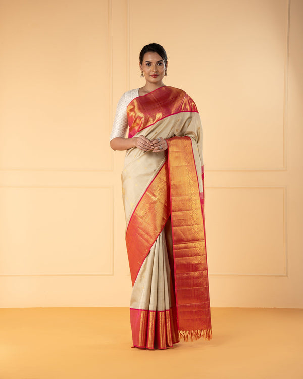 Beige Kanchivaram Silk Saree