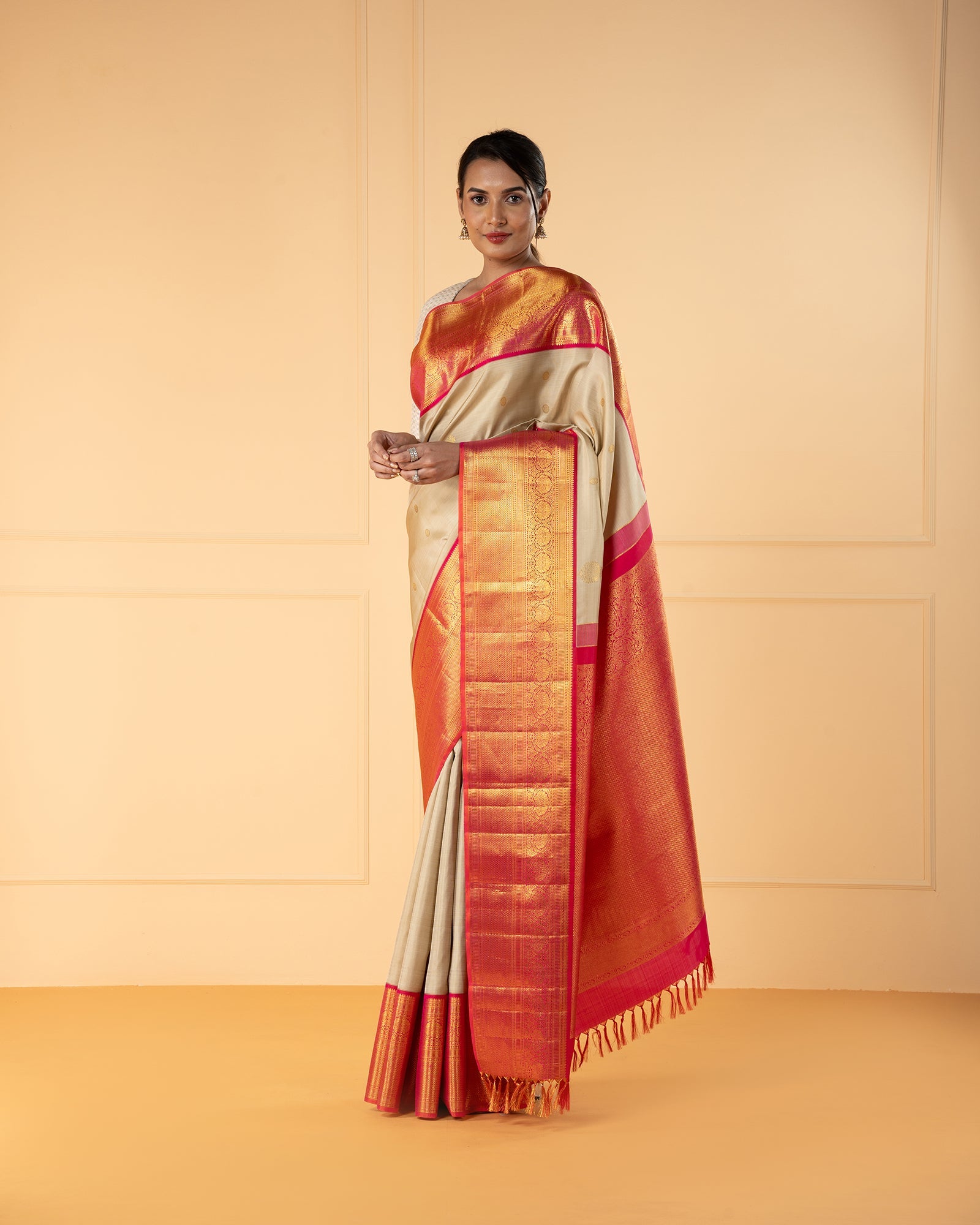 Beige Kanchivaram Silk Saree