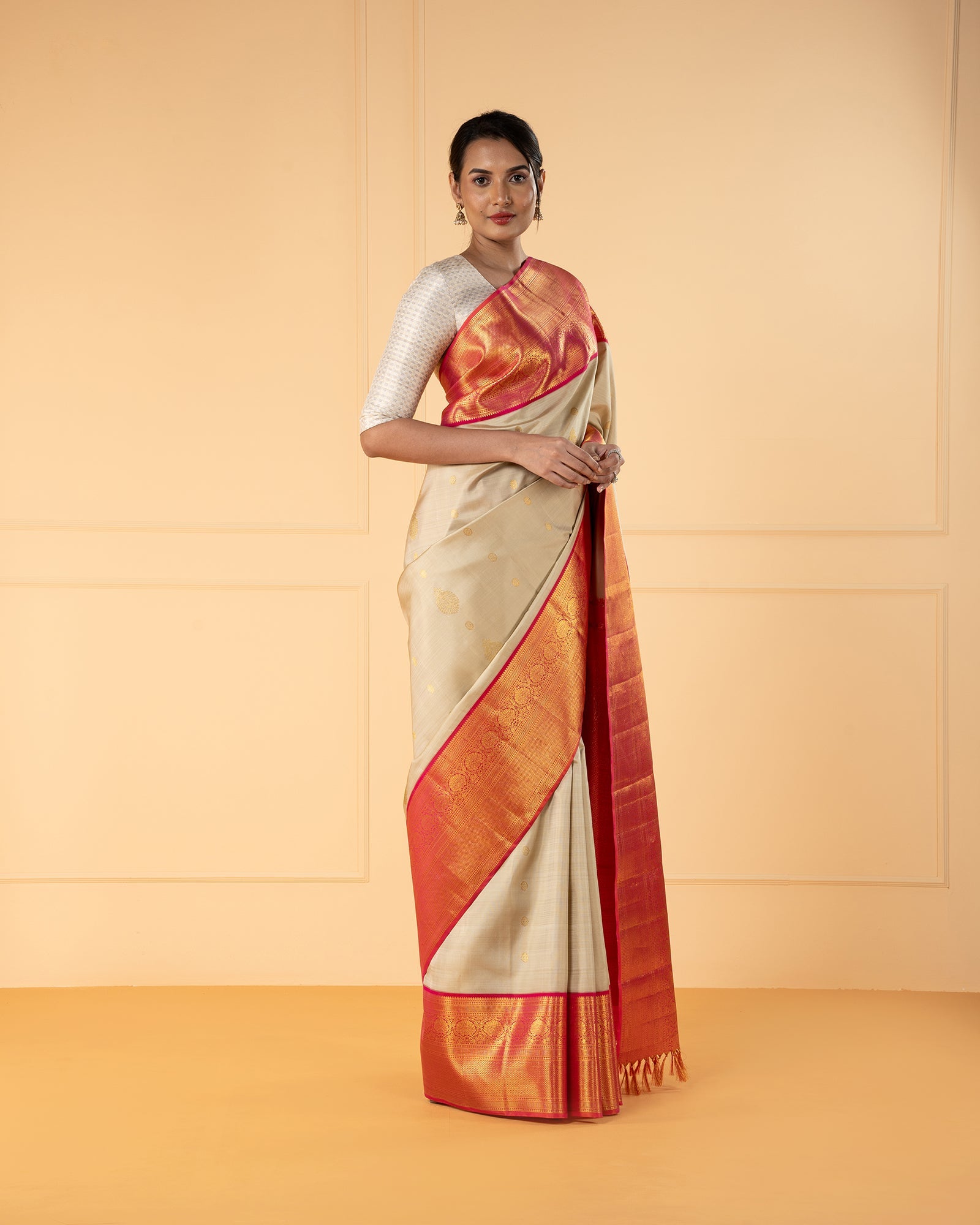 Beige Kanchivaram Silk Saree
