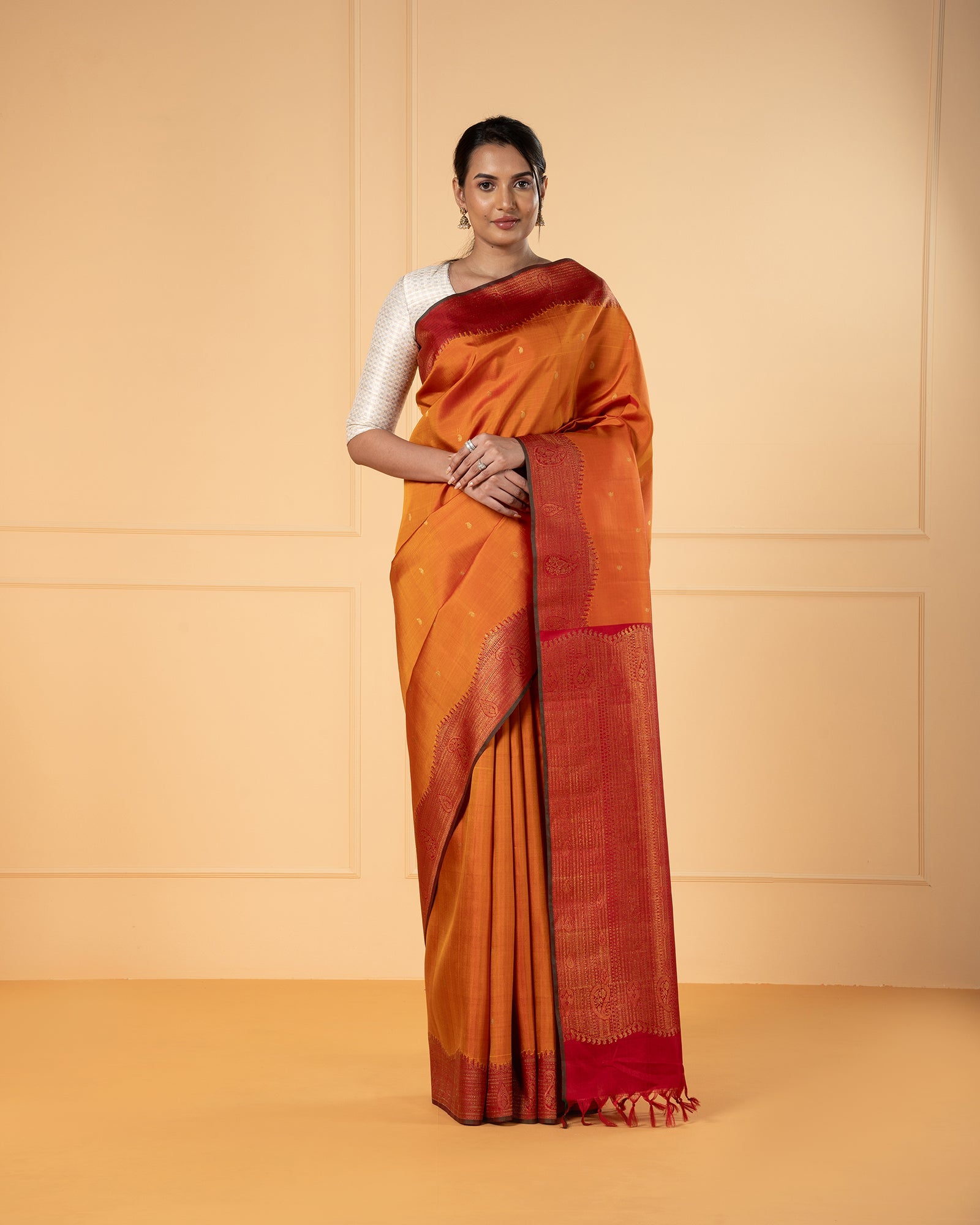 Orange Kanchivaram Silk Saree