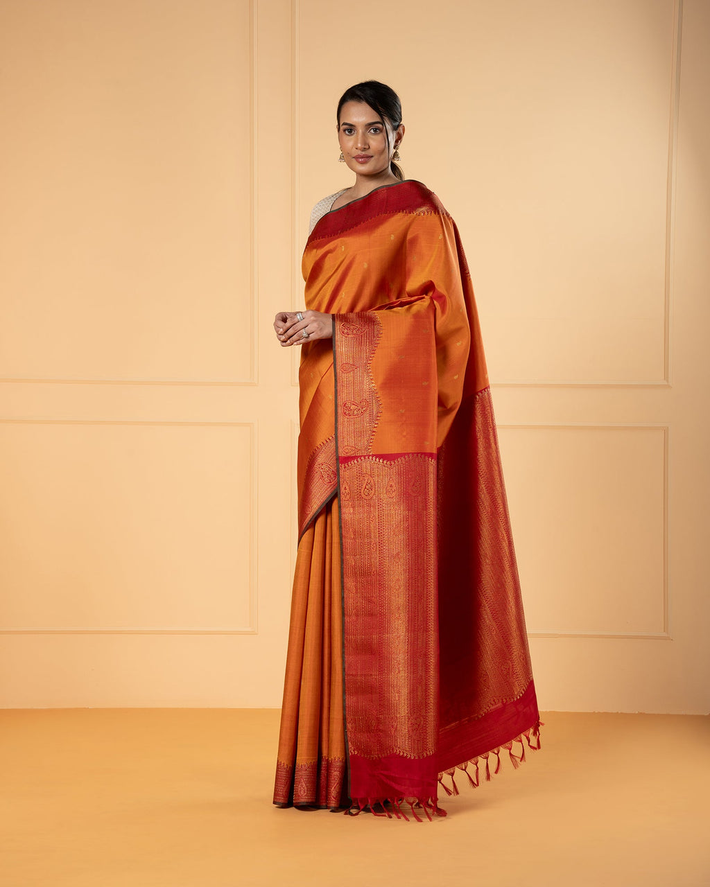 Orange Kanchivaram Silk Saree