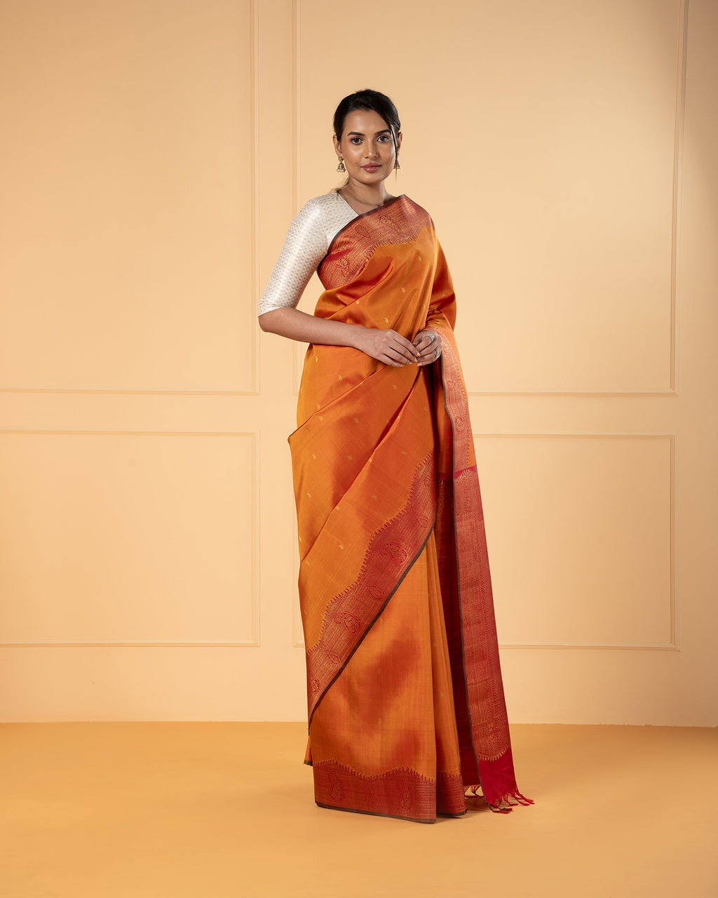Orange Kanchivaram Silk Saree