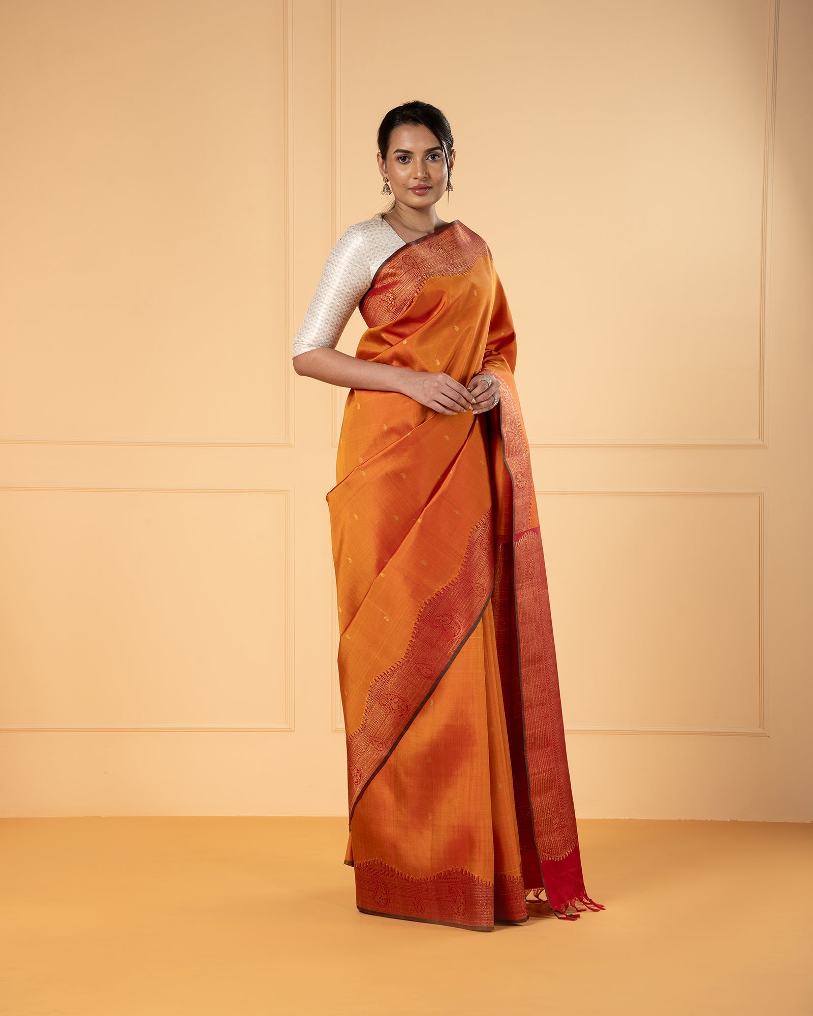 Orange Kanchivaram Silk Saree