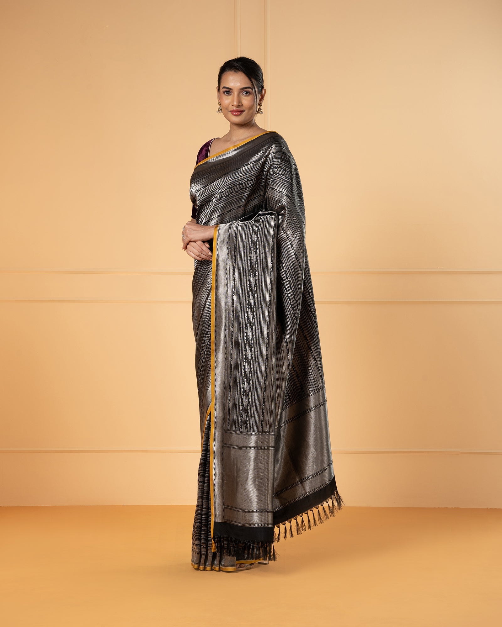 Black Banarasi Silk Saree