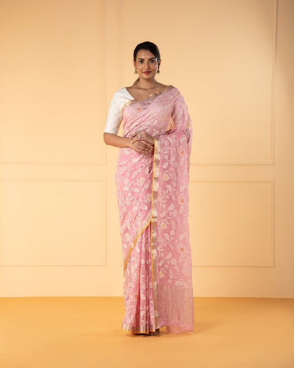 Pink Chiffon Silk Saree
