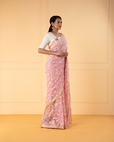 Pink Chiffon Silk Saree