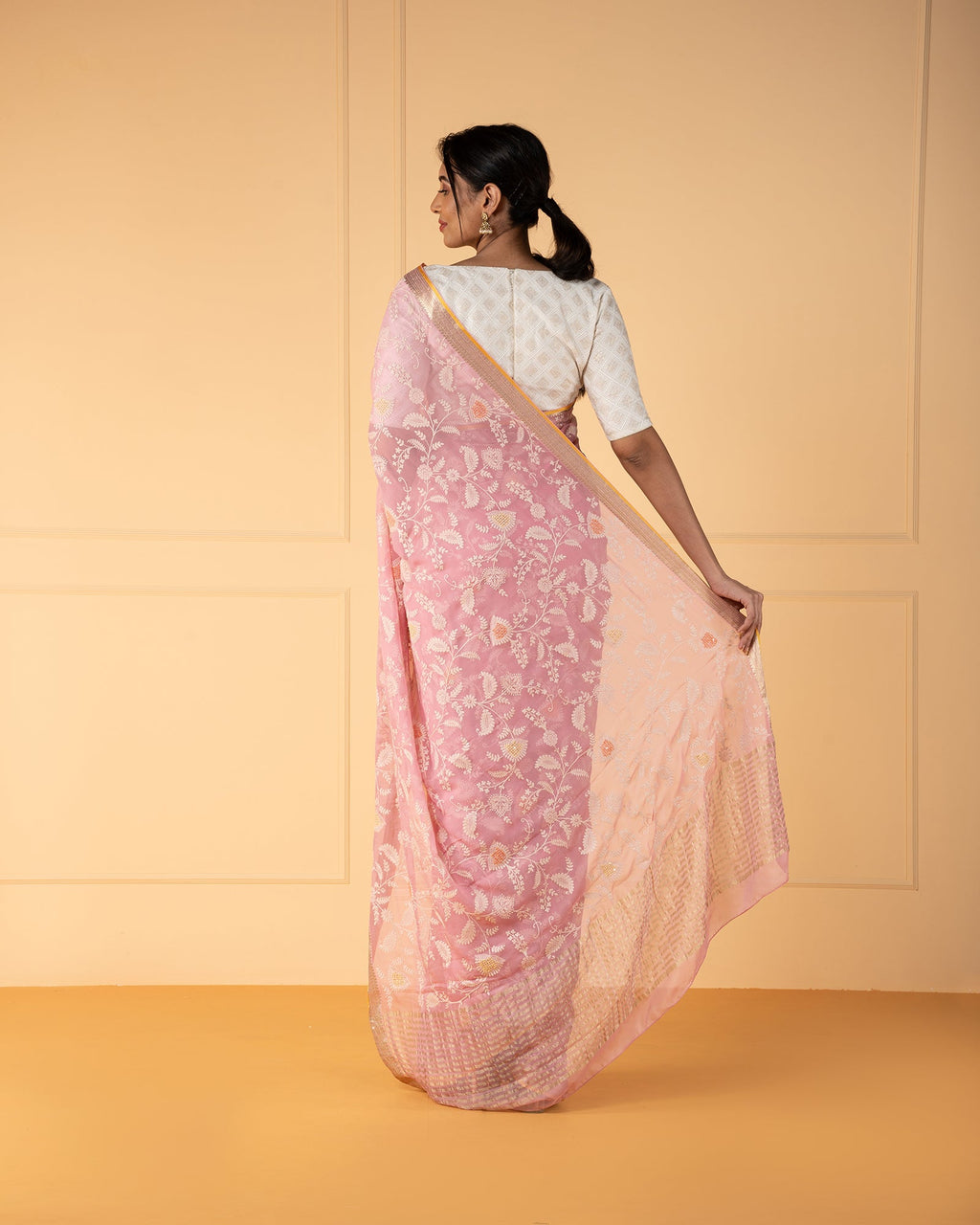 Pink Chiffon Silk Saree