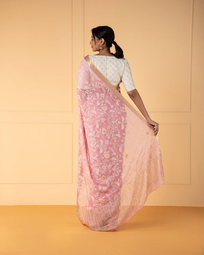 Pink Chiffon Silk Saree
