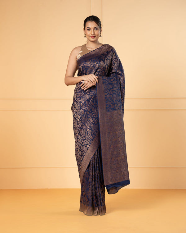Blue Crepe Silk Saree