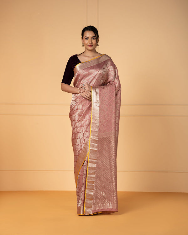 Pink Crepe Silk Saree