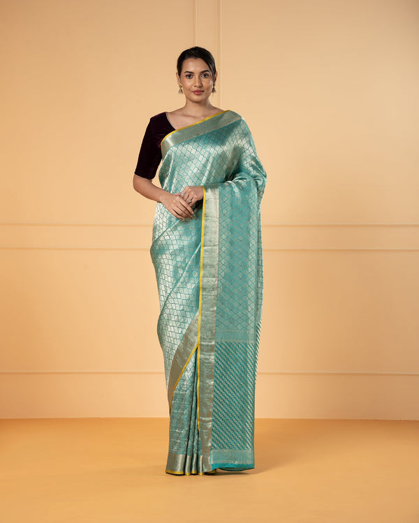 Blue Crepe Silk Saree