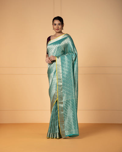 Blue  Mysore Crepe Silk Saree
