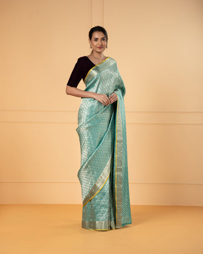 Blue  Mysore Crepe Silk Saree
