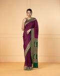 Purple Banarasi Crepe Silk Saree