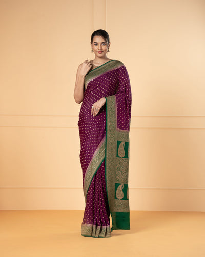 Purple Banarasi Crepe Silk Saree