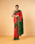 Red Crepe Mysore Silk Saree