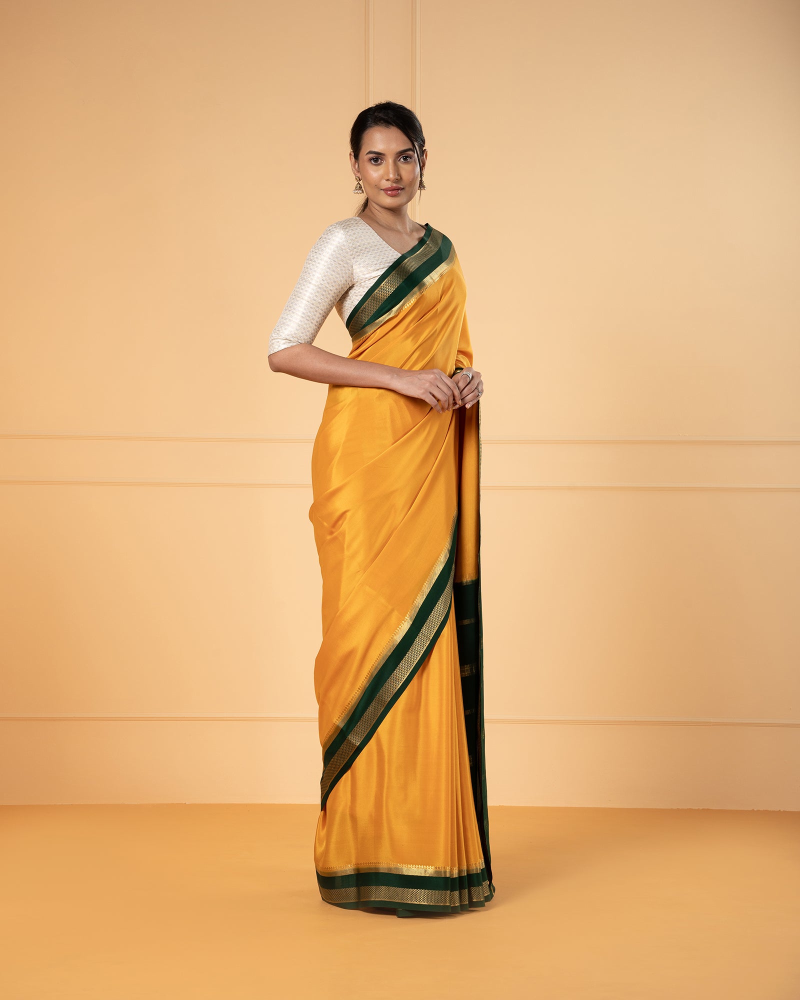 Yellow Mysore Silk Saree