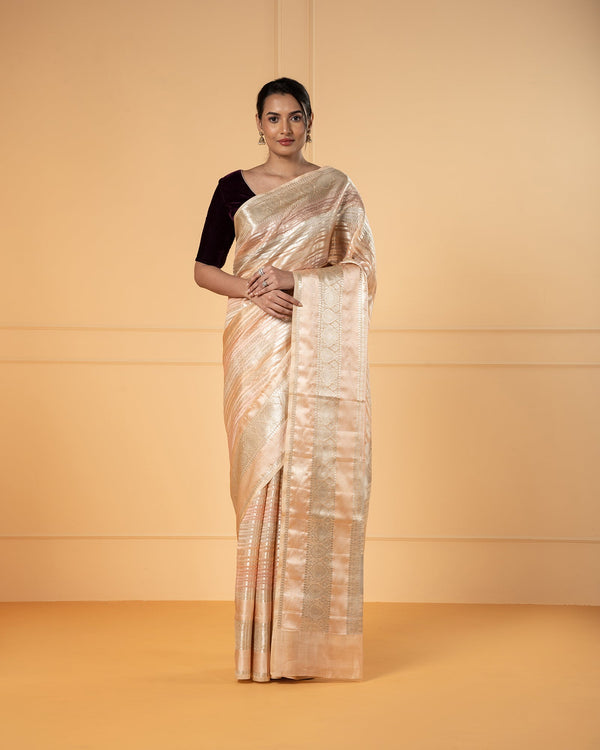 Peach Banaras Silk Saree