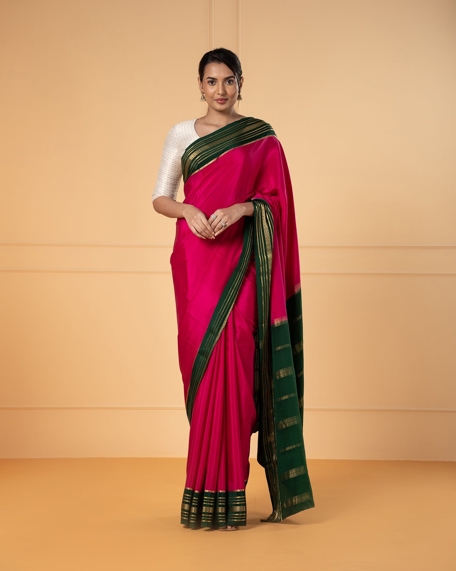 Pink Mysore Crepe Silk Saree