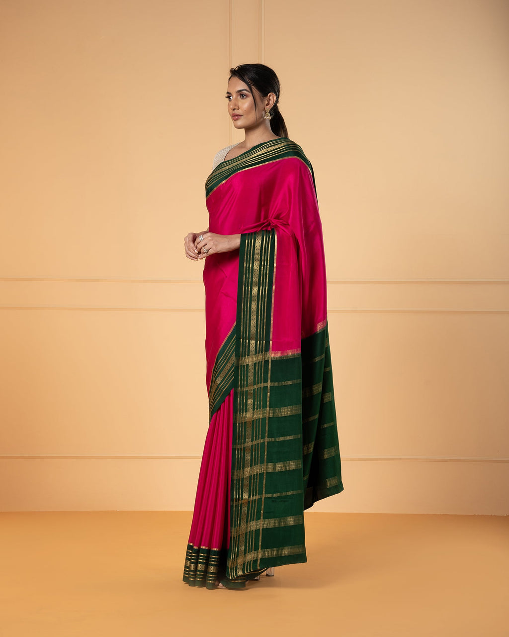 Pink Mysore Crepe Silk Saree
