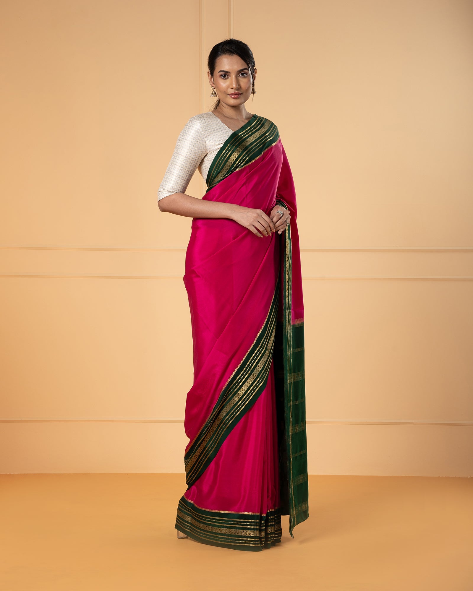 Pink Mysore Crepe Silk Saree
