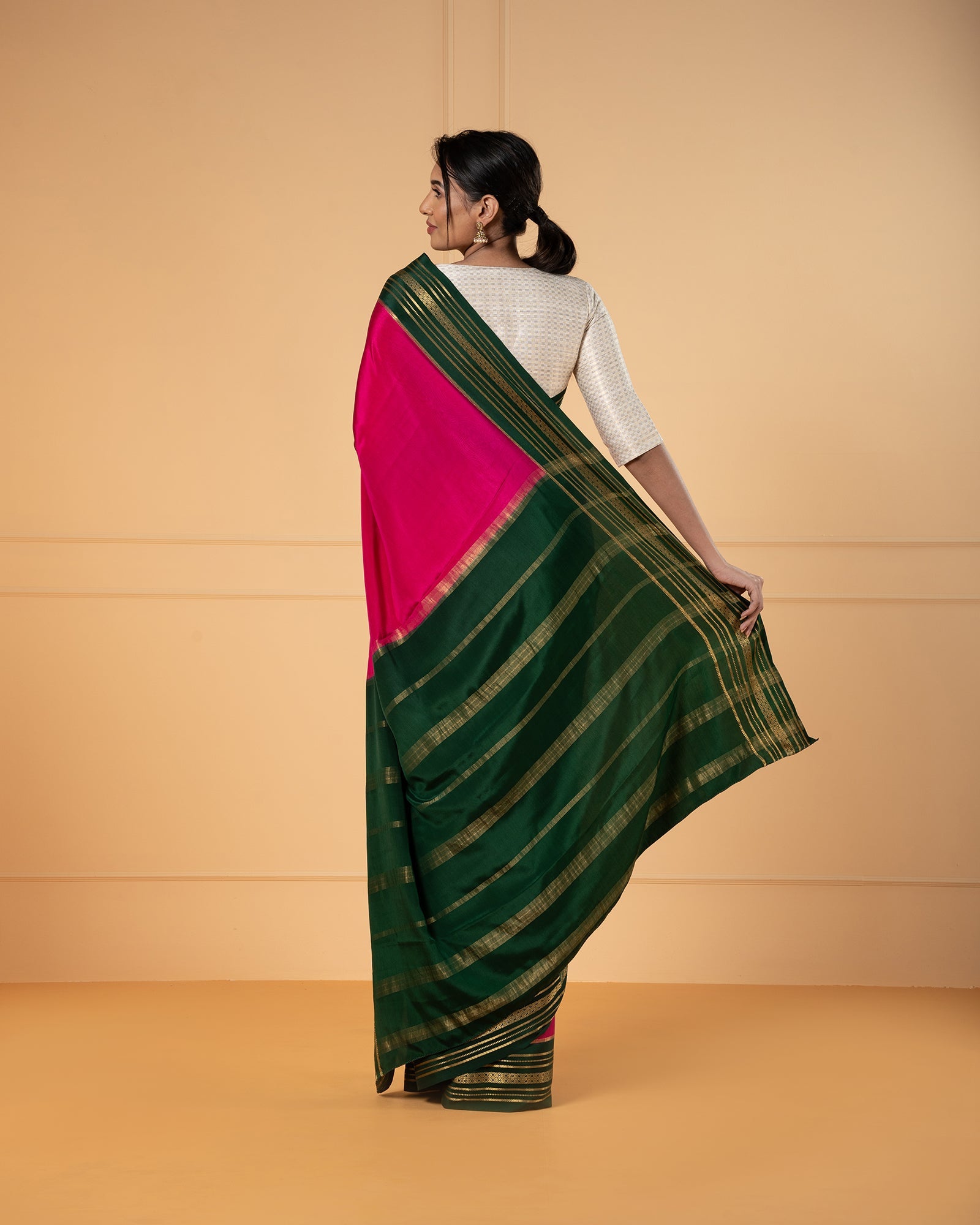 Pink Mysore Crepe Silk Saree