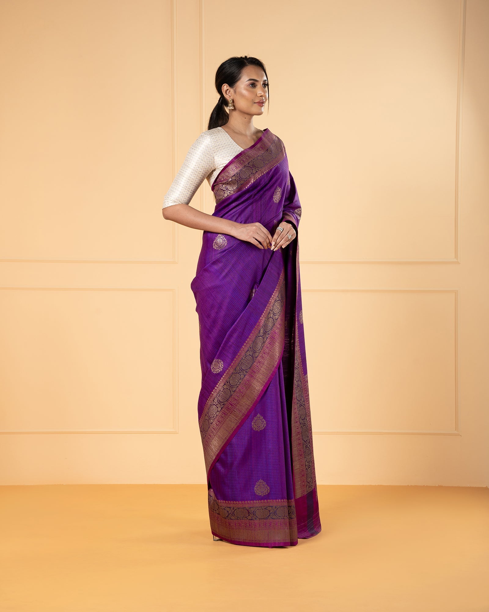 Purple Banaras Silk Saree