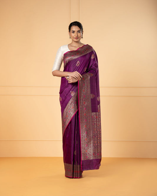 Purple Banaras Silk Saree
